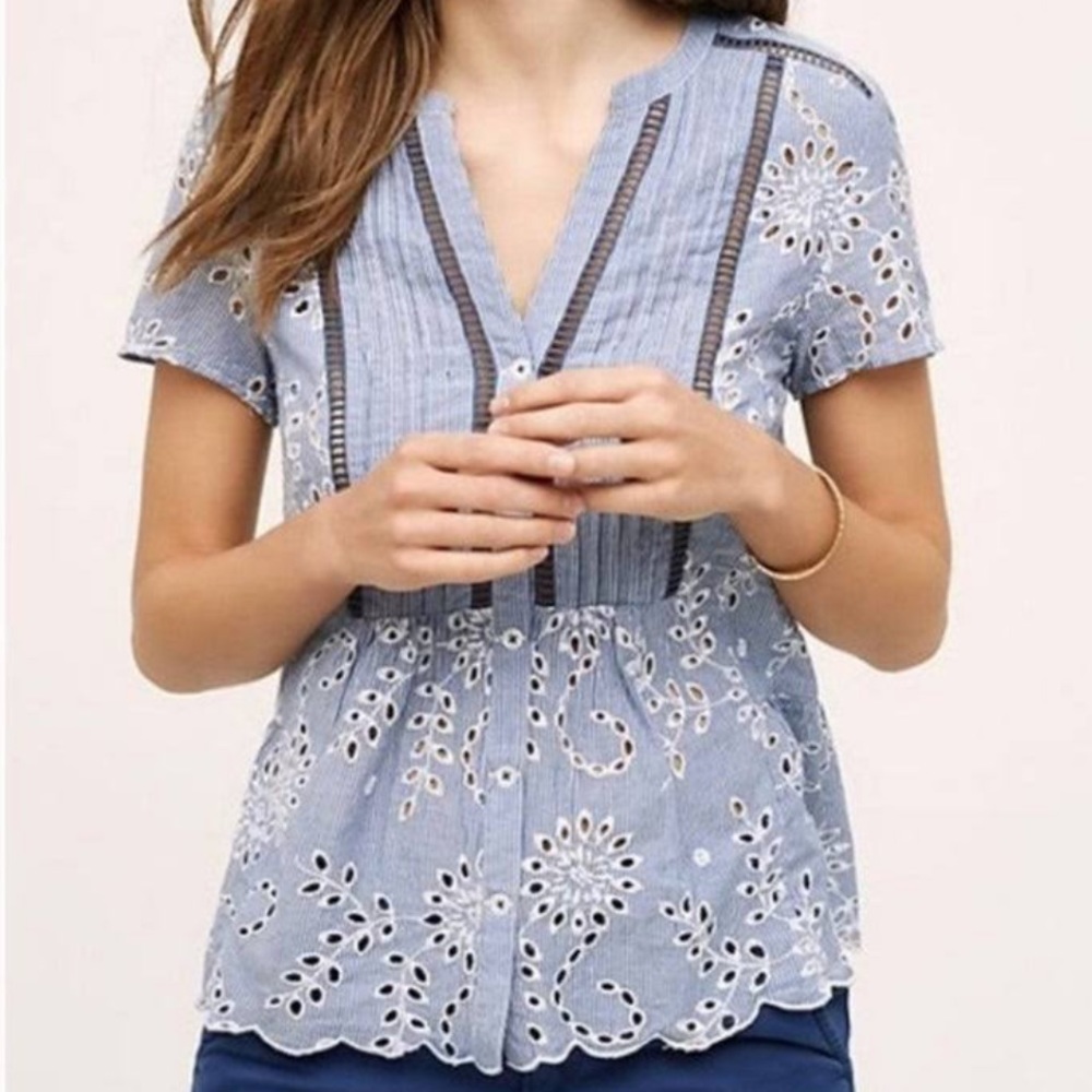 Anthropologie Flora Eyelet Top